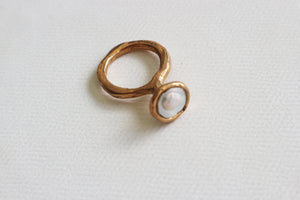 Coin Pearl Bronze Ring