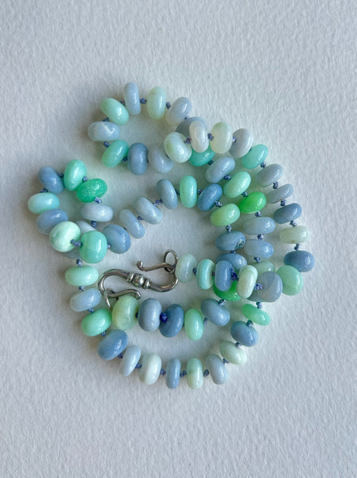 Blue-Green Opal Hand-Knotted Necklace