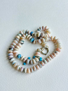 Blush/Blue Opal Hand-Knotted Necklace