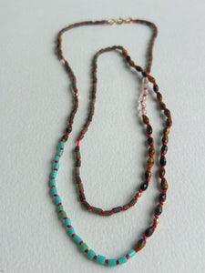 Tiger Eye And Turquoise Knotted Necklace