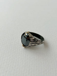 Hematite Silver And Gold Ring