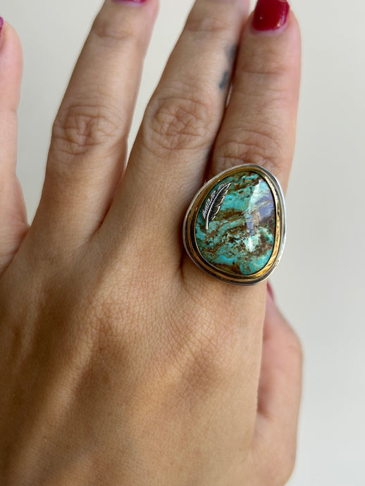 Feather Turquoise Ring 7