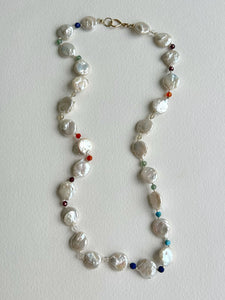 Pearl And Gem Knotted Necklace