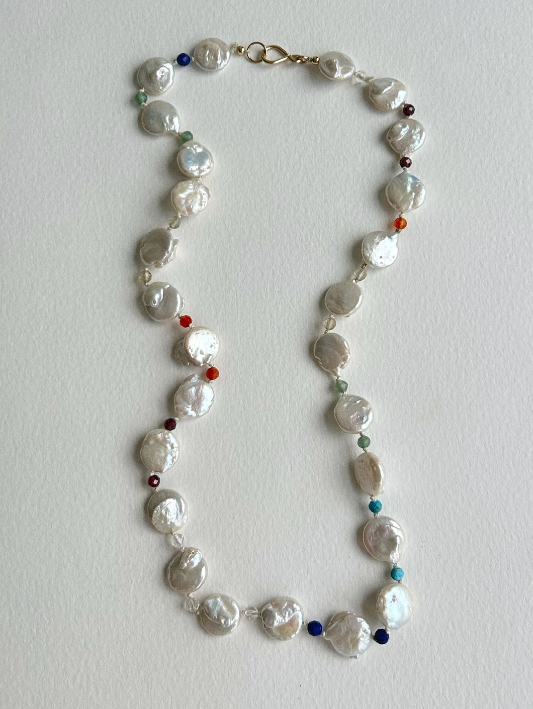 Pearl And Gem Knotted Necklace