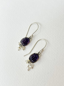 Amethyst Scarab Earrings