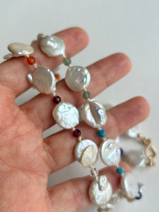 Pearl And Gem Knotted Necklace
