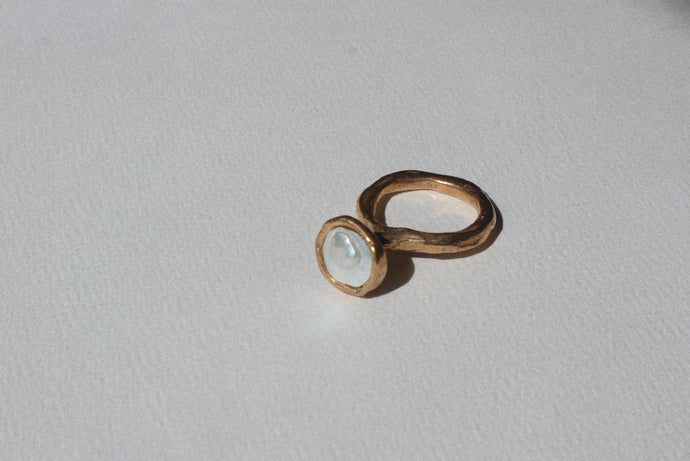 Coin Pearl Bronze Ring