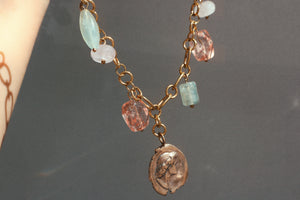 Ancient Coin And Gem Chain Necklace