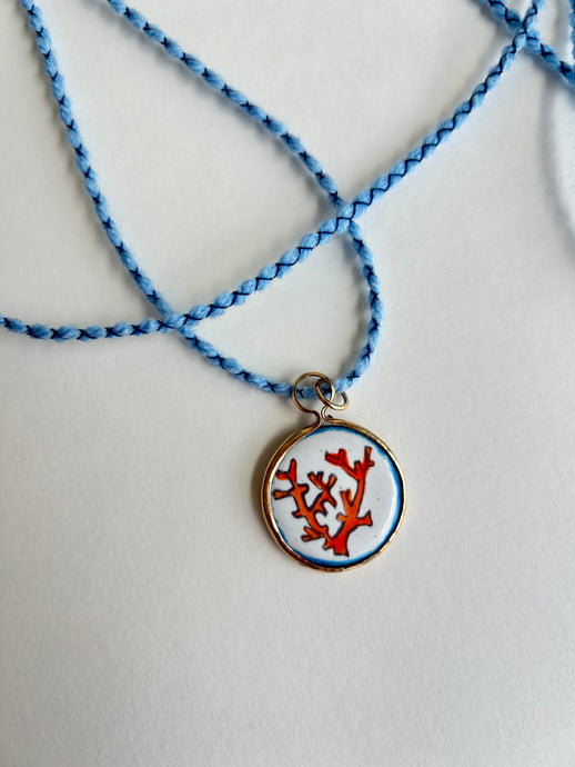 Coral Enamel Pendant