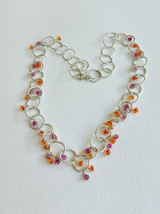 Carnelian And Pink Tormaline Necklace