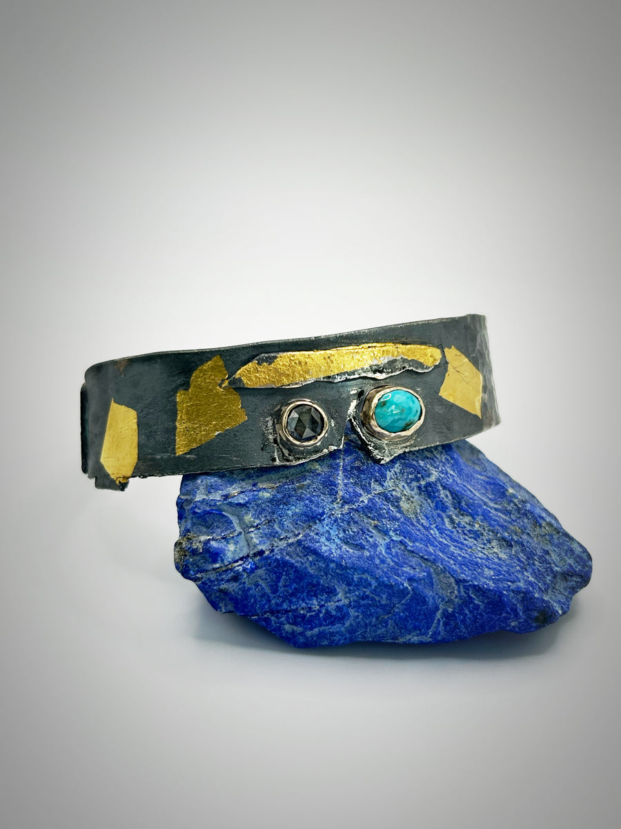 Diamond and Turquoise Kindra Cuff