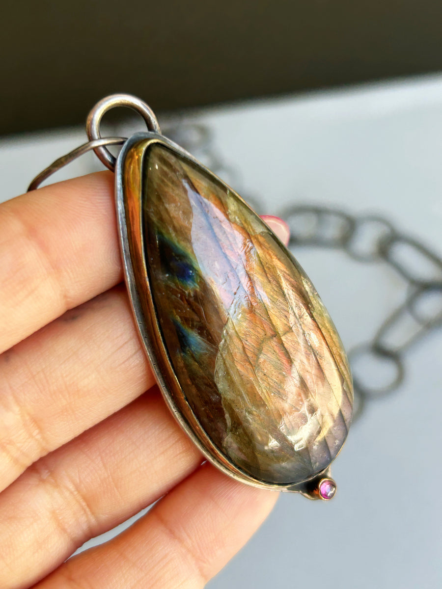 Labradorite and Ruby Necklace