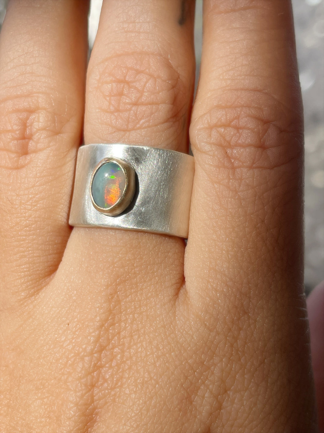 Opal Silver And Gold Ring