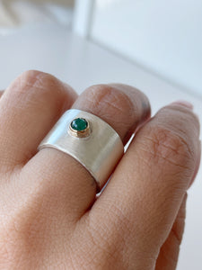 Emerald Silver And Gold Ring