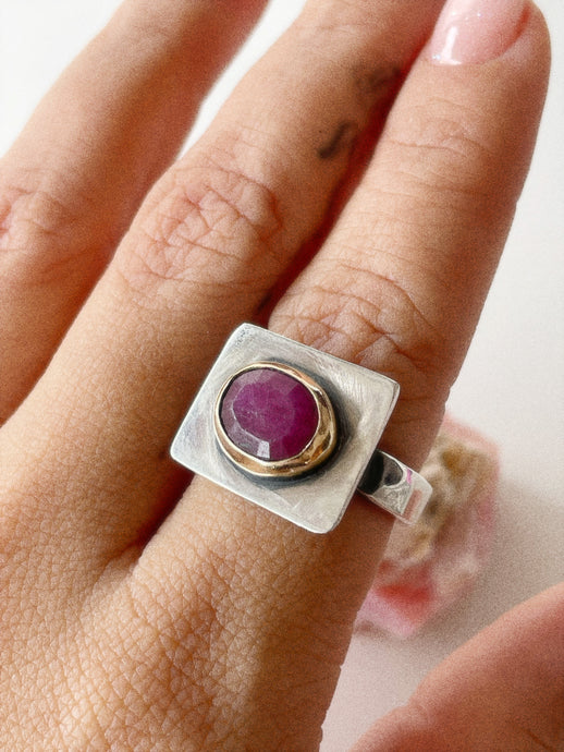 Faceted Ruby Ring