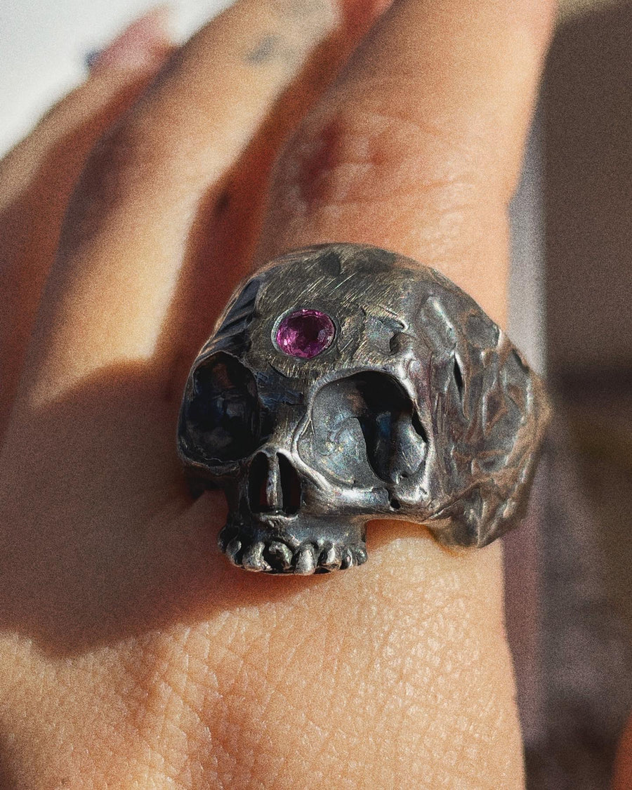 Ruby Skull Ring