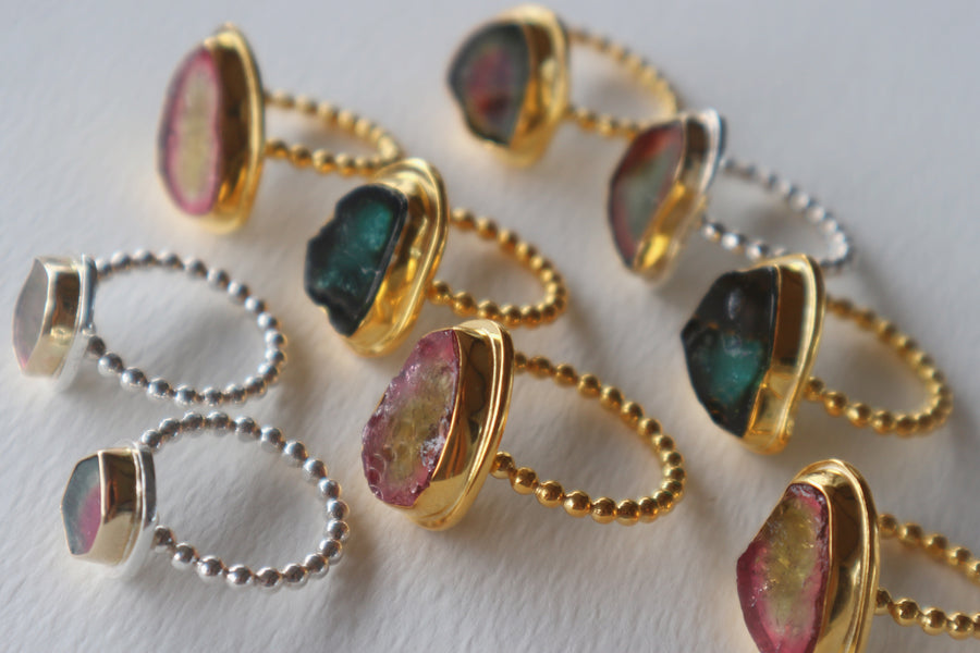 Vermeil Watermelon Tourmaline Ring 8