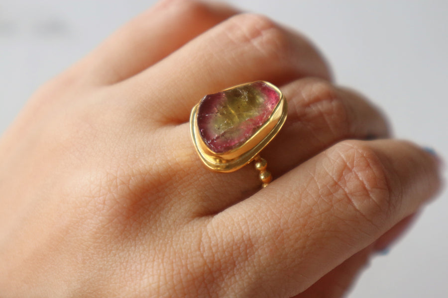 Watermelon Tourmaline Ring Size 5.5