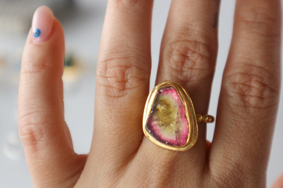 Watermelon Tourmaline Ring Size 5.5